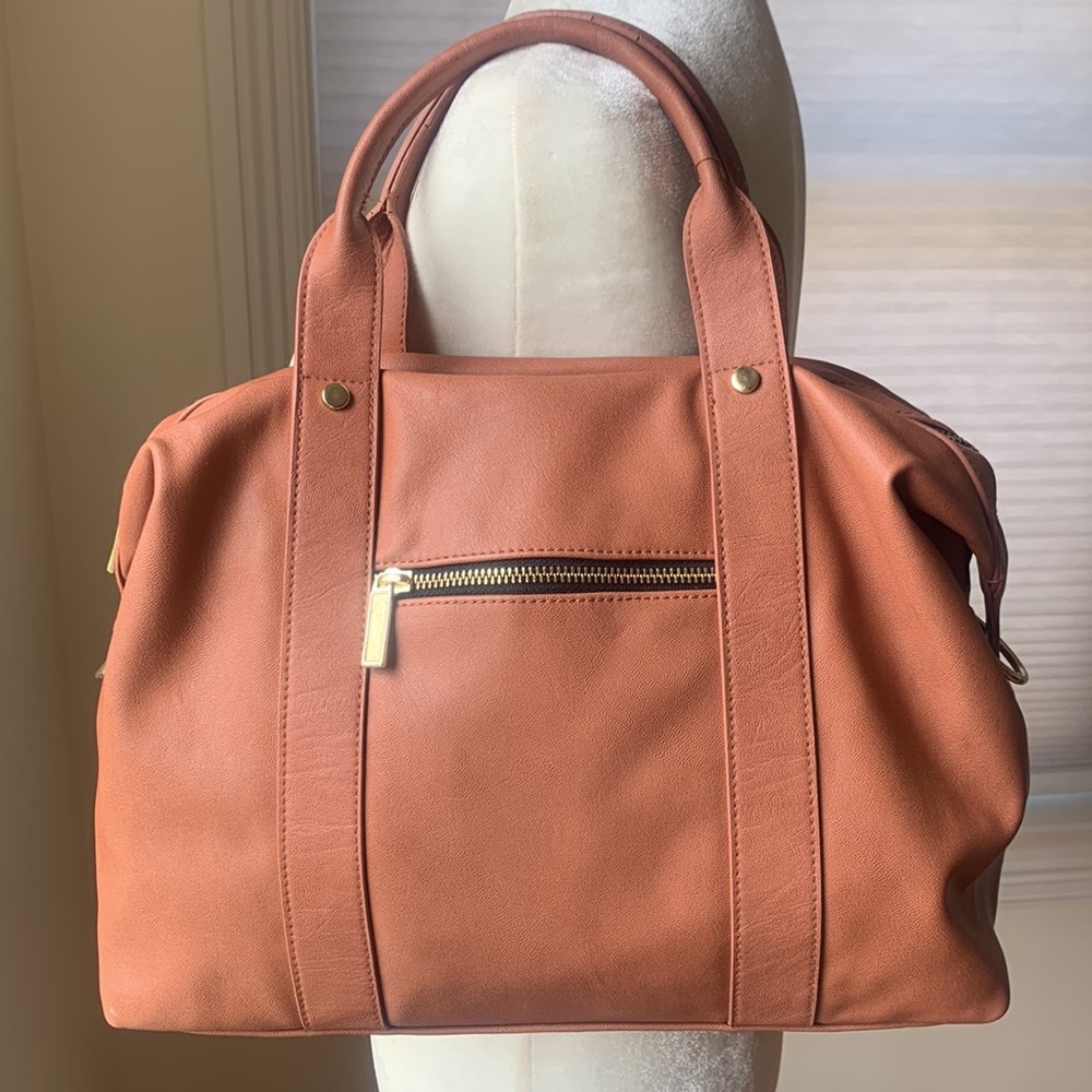 New MOSSIMO Purse Bag Handbag Shoulder Bag Strap Brown Gold Accents